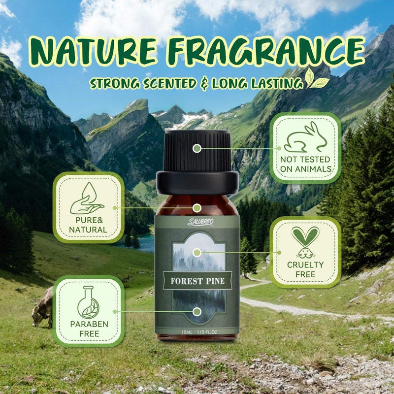 SALUBRITO Nature Fragrance Oils Set, Essential Oils Set - Forest Pine, Ocean Breeze, Rain, Fresh Cut Grass, Mountain Air, Bamboo, Premium Scented Oil for Diffuser, Candle, Soap Making - Image 5
