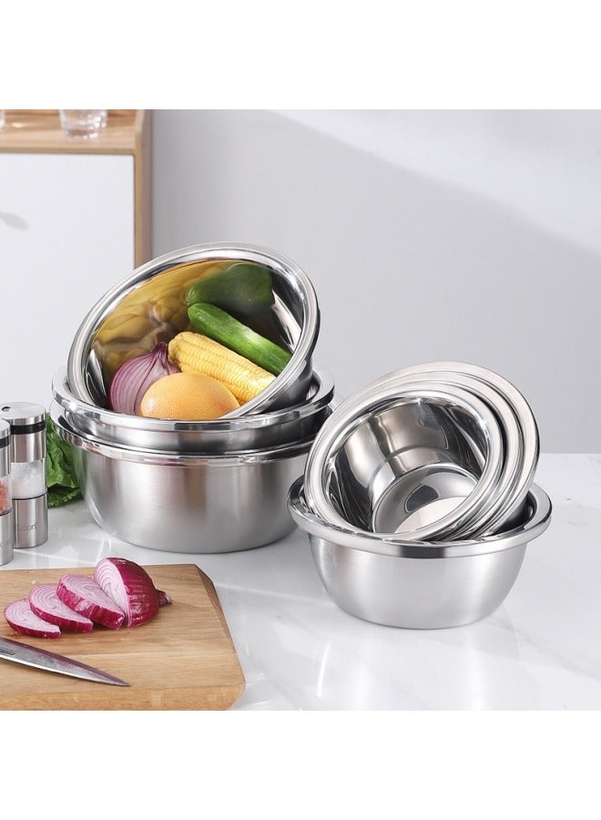 304 Stainless Steel Basin Reverse Side Seasoning Tank Vegetable Washing Basin Draining Basket Household Kitchen European Style And Basin-Specifications:Bright Rice Sieve (extra Thick Version)-Color:28CM