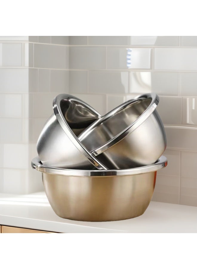 304 Stainless Steel Basin Reverse Side Seasoning Tank Vegetable Washing Basin Draining Basket Household Kitchen European Style And Basin-Specifications:Bright Rice Sieve (extra Thick Version)-Color:28CM