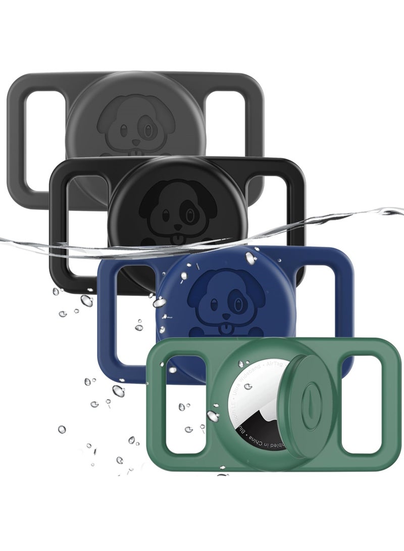 4 Pack Waterproof Silicone Dog Collar Holder for Apple AirTag, Keep Your Pet Safe with Anti-Lost Accessories - Image 1
