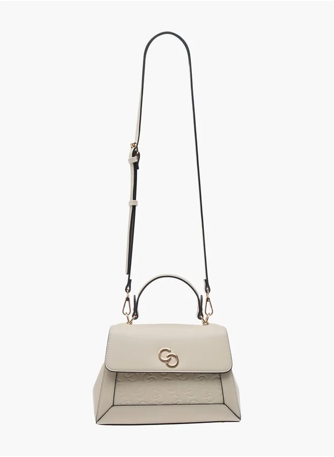 سيليست Women Monogram Embossed Satchel Bag with Top Handle and Detachable Strap