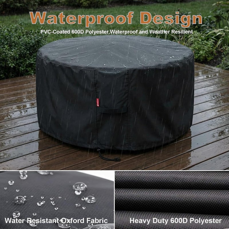 SheeChung Fire Pit Cover 36"x34" for Ikuby Fire Pit Sphere,Waterproof Heavy Duty 600D Round Fire Pit Cover for Outdoor Large Globe/Ball Firepit,Fits Propane Gas Fire Pit - Image 3
