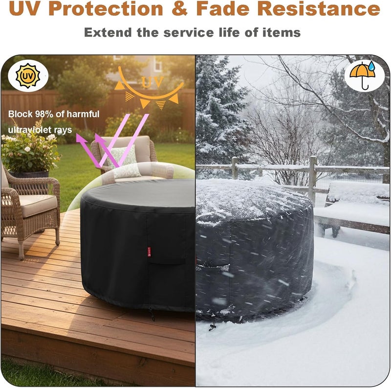 SheeChung Fire Pit Cover 36"x34" for Ikuby Fire Pit Sphere,Waterproof Heavy Duty 600D Round Fire Pit Cover for Outdoor Large Globe/Ball Firepit,Fits Propane Gas Fire Pit - Image 4