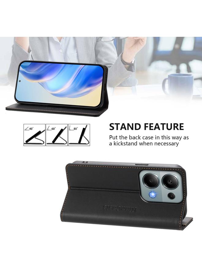اس-توب جراب لهاتف Redmi Note 13 Pro 4G Global RC01 جراب هاتف جلدي مزدوج الطي مزود بخاصية الشفط المغناطيسي بتقنية RFID - Image 4