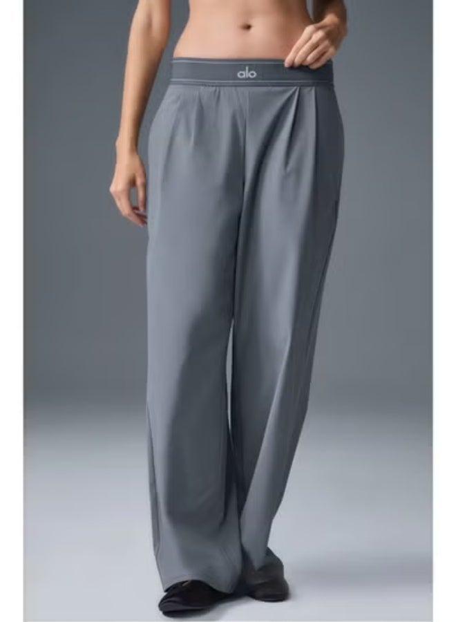 ALO High-Rise Logo Elastic Waist Yoga Pants - Women's Lightweight Wide-Leg Athletic Trousers with Breathable Fabric for Yoga, Lounge & Casual Wear - Image 3