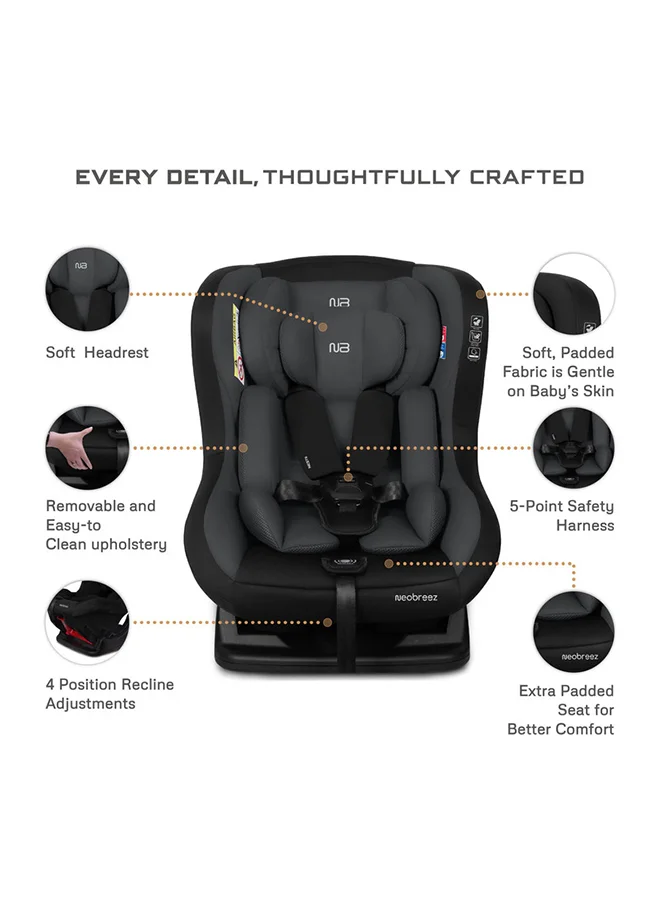 neobreez NESTII Infant/Baby/Kids/Toddler Travel 2 In 1 Convertible Car Seat,  ECE R44, Space Saving Car Seat Reducer & Wedge, Forward Facing & Rear Facing,  Slip Stopper,  Injection Mold, 4 Level Recline, 0-4Yrs, 18Kg