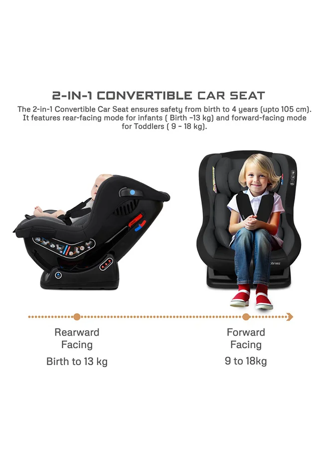 neobreez NESTII Infant/Baby/Kids/Toddler Travel 2 In 1 Convertible Car Seat,  ECE R44, Space Saving Car Seat Reducer & Wedge, Forward Facing & Rear Facing,  Slip Stopper,  Injection Mold, 4 Level Recline, 0-4Yrs, 18Kg
