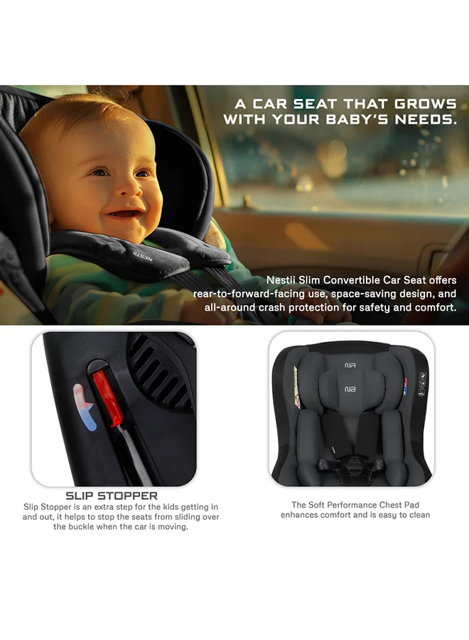 neobreez NESTII Infant/Baby/Kids/Toddler Travel 2 In 1 Convertible Car Seat,  ECE R44, Space Saving Car Seat Reducer & Wedge, Forward Facing & Rear Facing,  Slip Stopper,  Injection Mold, 4 Level Recline, 0-4Yrs, 18Kg