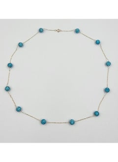 Hamsa.ae 18K Pure Gold Crystal Blue Ball Necklace  - Image 3
