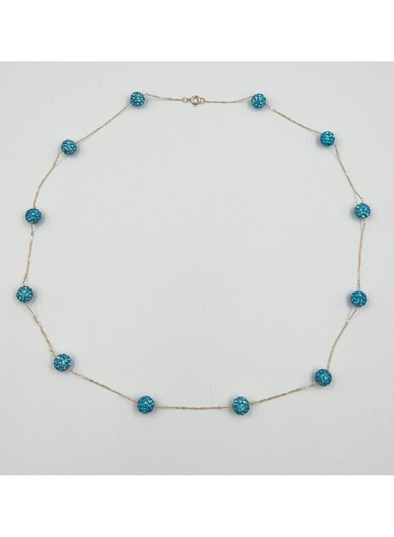 Hamsa.ae 18K Pure Gold Crystal Blue Ball Necklace - Image 3