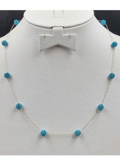 Hamsa.ae 18K Pure Gold Crystal Blue Ball Necklace  - Image 1