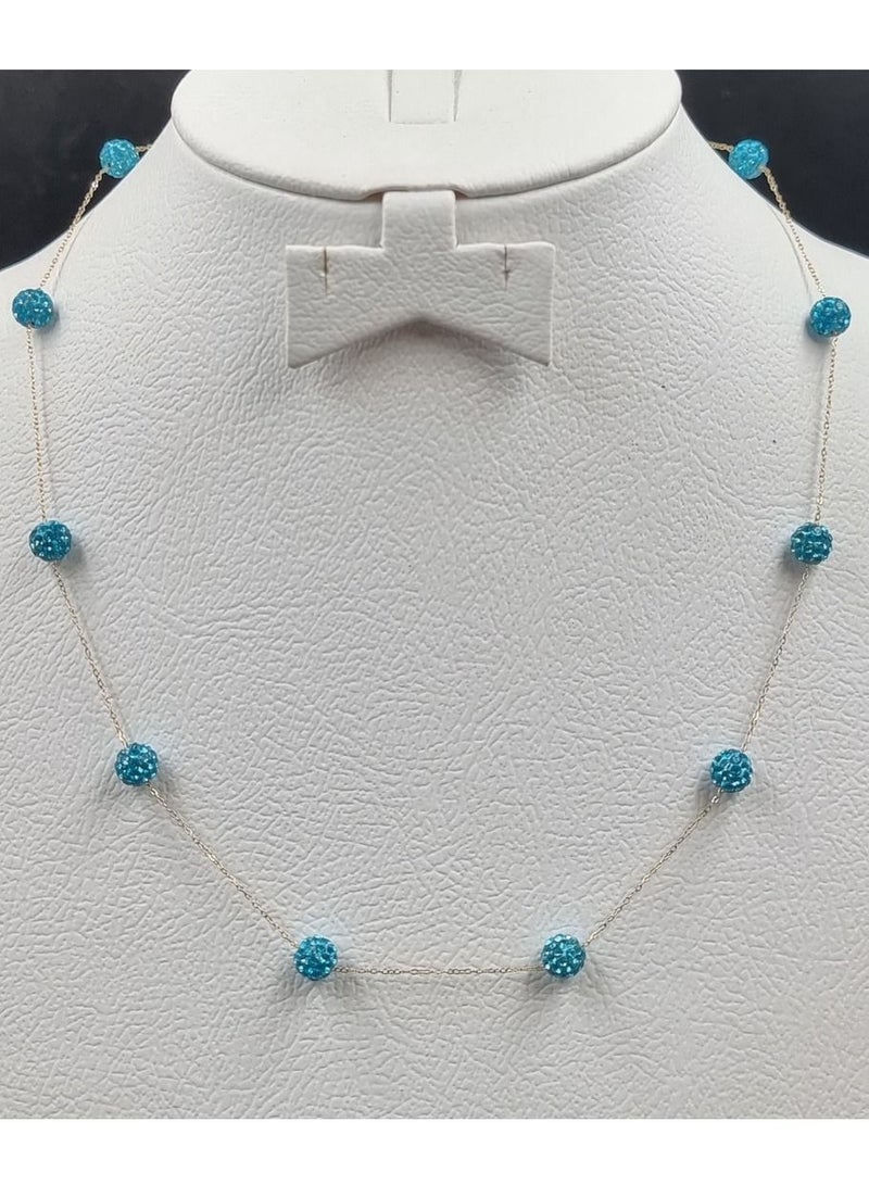 Hamsa.ae 18K Pure Gold Crystal Blue Ball Necklace - Image 1