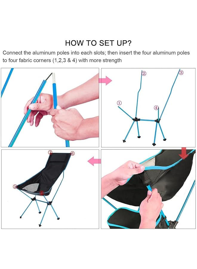 X spring Camping Chair Compact Collapsible Chair Ultralight Portable High Back Folding Chair with Headrest and Carry Bag for Hiking Picnic Beach Travel Outdoor Camping - Image 5