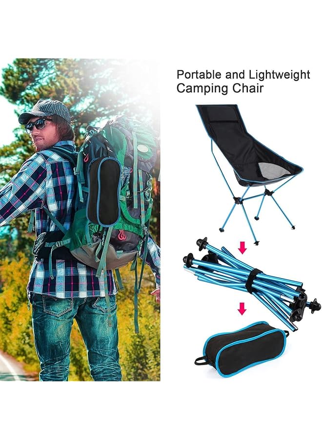 X spring Camping Chair Compact Collapsible Chair Ultralight Portable High Back Folding Chair with Headrest and Carry Bag for Hiking Picnic Beach Travel Outdoor Camping - Image 4