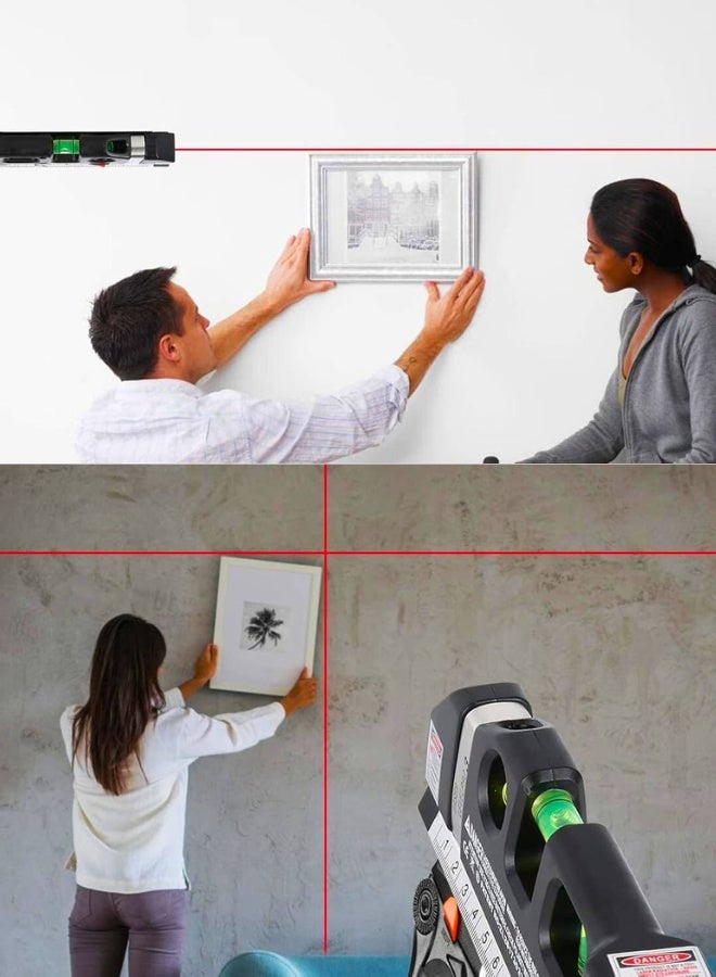 Chase Up Laser Level Tool, Multipurpose Laser Level Kit Standard Cross Line Laser level Laser Line leveler Beam Tool with Measure Tape Ruler Adjusted Metric Rulersr - Image 2