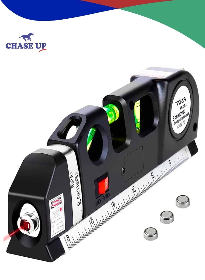 Chase Up Laser Level Tool, Multipurpose Laser Level Kit Standard Cross Line Laser level Laser Line leveler Beam Tool with Measure Tape Ruler Adjusted Metric Rulersr - Image 1