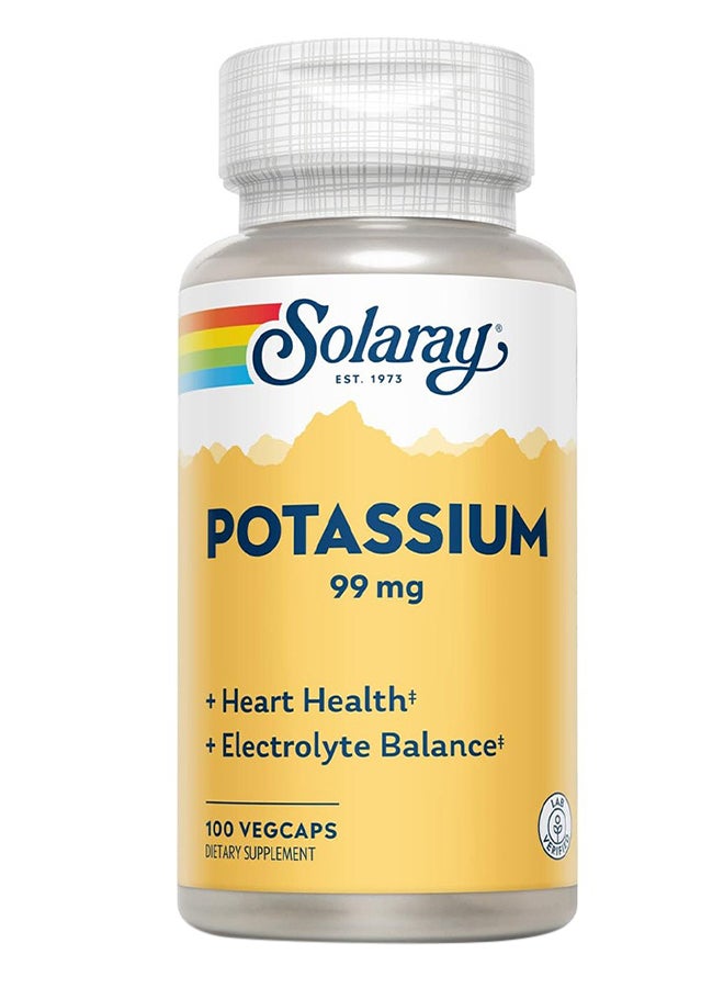 SOLARAY Potassium 99mg Veg Capsules For Heart Health & Electrolyte Balance, Pack of 100's - Image 1