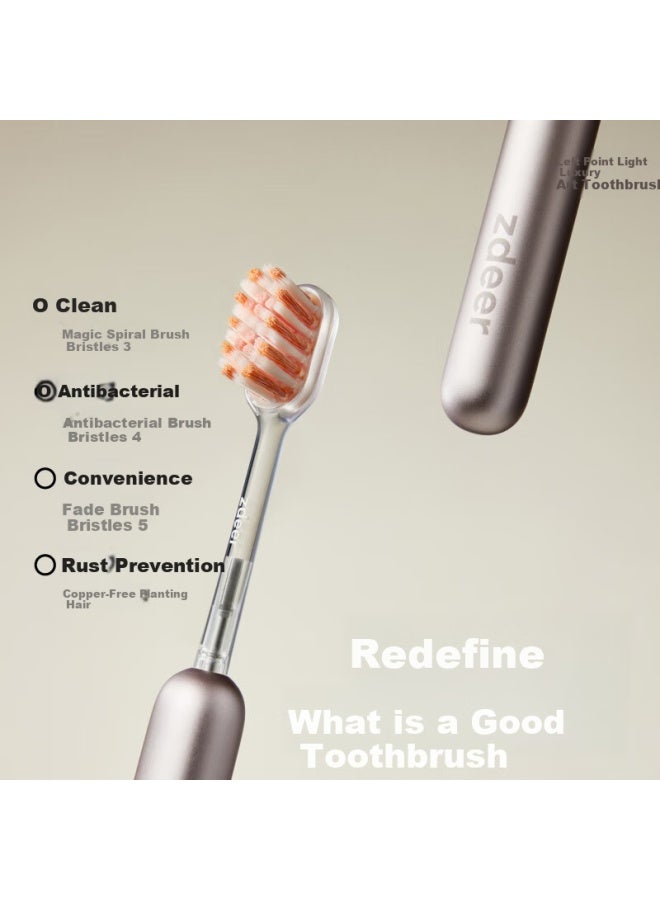 Zdeer Zdeer Zdeer Luxury Manual Toothbrush With Replaceable Brush Head Soft Bristles For Adults Home Use Birthday Gift Pro Gold + 1 Brush Head - Image 3