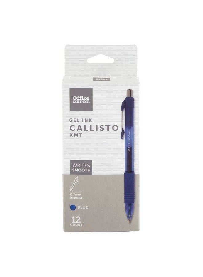 Office Depot ® Brand Callisto Retractable Gel Ink Pens, Medium Point, 0.7 Mm, Transparent Blue Barrel, Blue Ink, Pack Of - Image 1