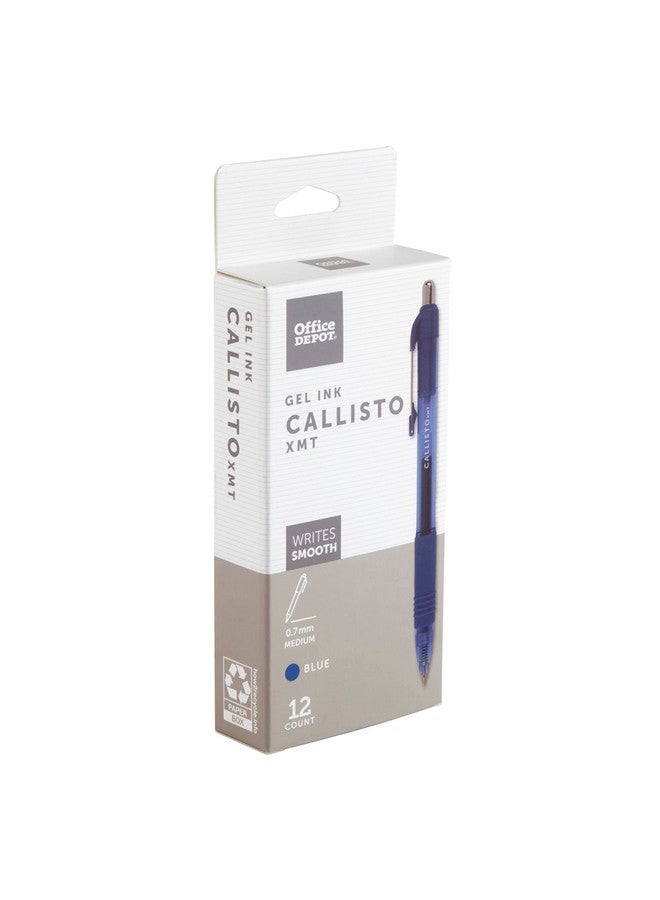 Office Depot ® Brand Callisto Retractable Gel Ink Pens, Medium Point, 0.7 Mm, Transparent Blue Barrel, Blue Ink, Pack Of - Image 2