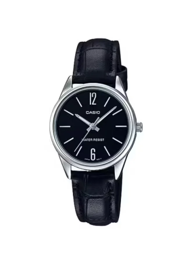كاسيو Women's Analog Display Watch With Black Leather Strap - LTP-V005L-1B