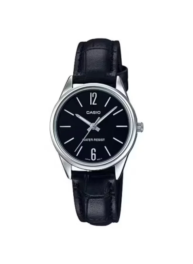 كاسيو Women's Leather Analog Watch LTP-V005L-1B - 28.2 mm