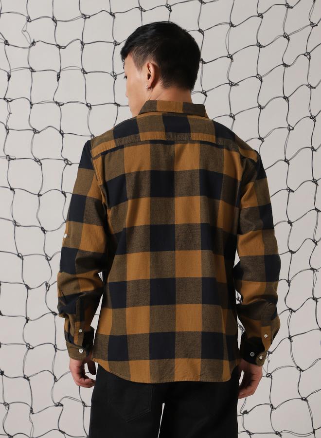 Hubberholme Men Relaxed Spread Collar Buffalo Checked Cotton Relaxed Casual Shirt - Image 5