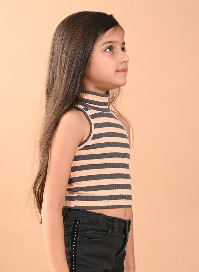 ليل بيكس بلوزة قصيرة بلا أكمام مع تفاصيل مخططة - Image 3