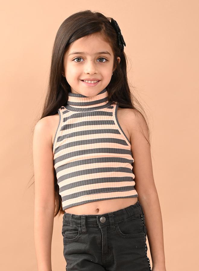 ليل بيكس بلوزة قصيرة بلا أكمام مع تفاصيل مخططة - Image 2