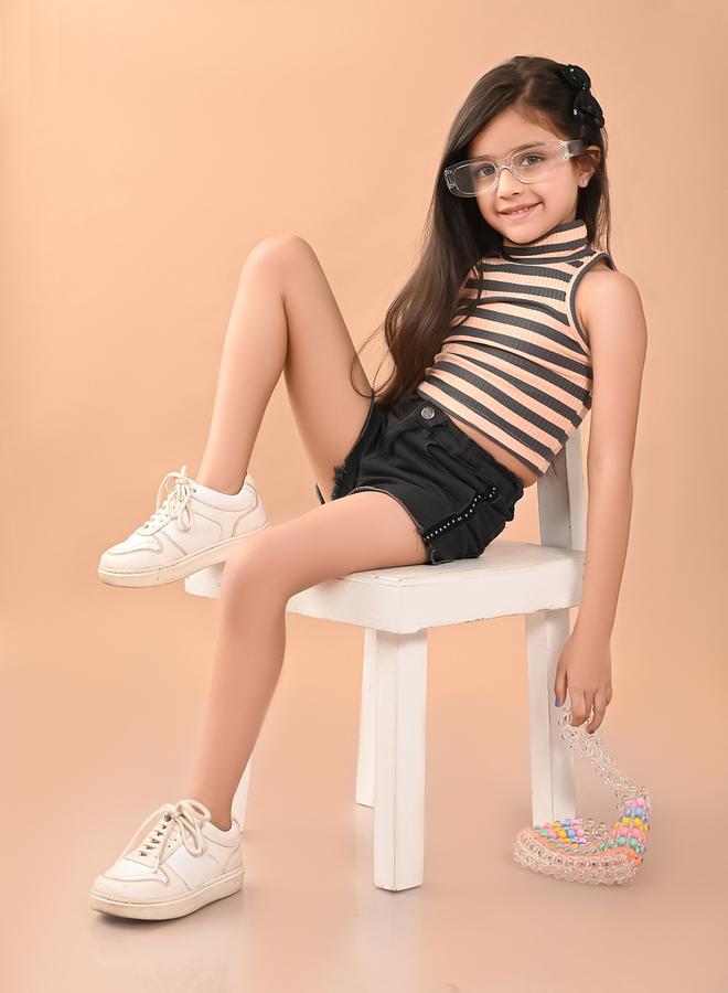 ليل بيكس بلوزة قصيرة بلا أكمام مع تفاصيل مخططة - Image 1