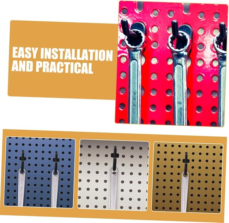 خطافات لوح الأوتاد على شكل حرف J 50 قطعة حوامل أدوات مقاومة للصدأ تركيب بدون حفر لمرآب ورشة العمل - Image 4