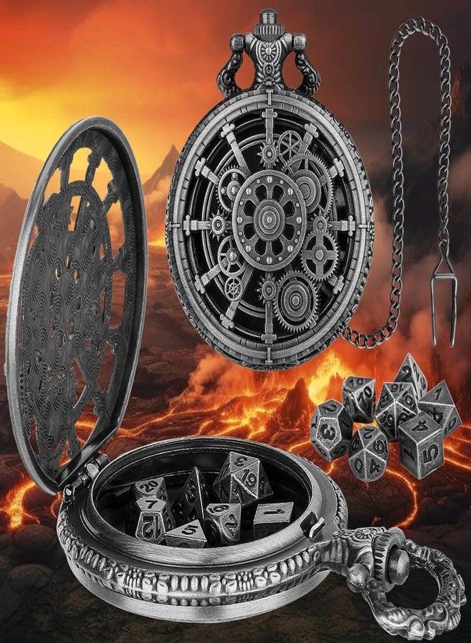 GOWOLA Mini Metal D-N-D Dice Retro Pocket Watch Case, Gifts Role-Playing Game Accessory - Image 1