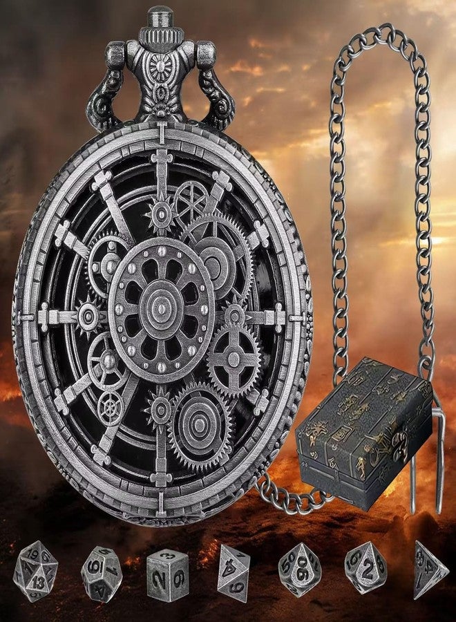 GOWOLA Mini Metal D-N-D Dice Retro Pocket Watch Case, Gifts Role-Playing Game Accessory - Image 2