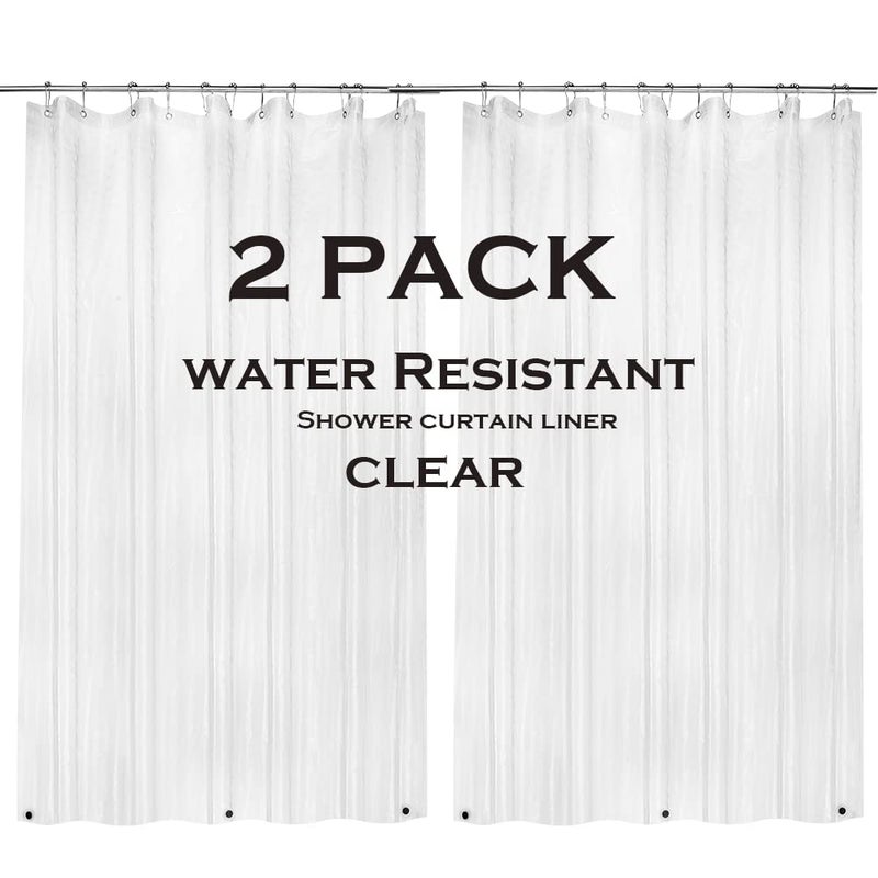 ZEMAHOME 2 Pack PEVA Plastic Shower Curtain Liner Premium Light Weight 72" x 72" Clear Bathroom Shower Showroom Curtain Liner with Rustproof Metal Gromments and Weighted Magnet - Image 1