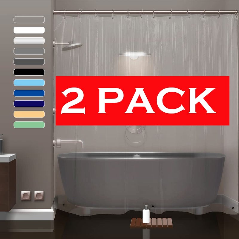 ZEMAHOME 2 Pack PEVA Plastic Shower Curtain Liner Premium Light Weight 72" x 72" Clear Bathroom Shower Showroom Curtain Liner with Rustproof Metal Gromments and Weighted Magnet - Image 2