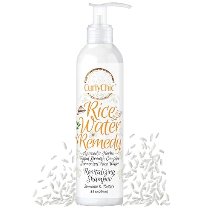 Curly Chic Rice Water Remedy Revitalizing Shampoo - Cleanse, Stimulate & Restore Curls - Nutrient-Rich Ayurvedic Herbs, Fermented Rice Water - Promotes Healthy Hair - Sulfate & Paraben-Free - 8 fl.oz - Image 1