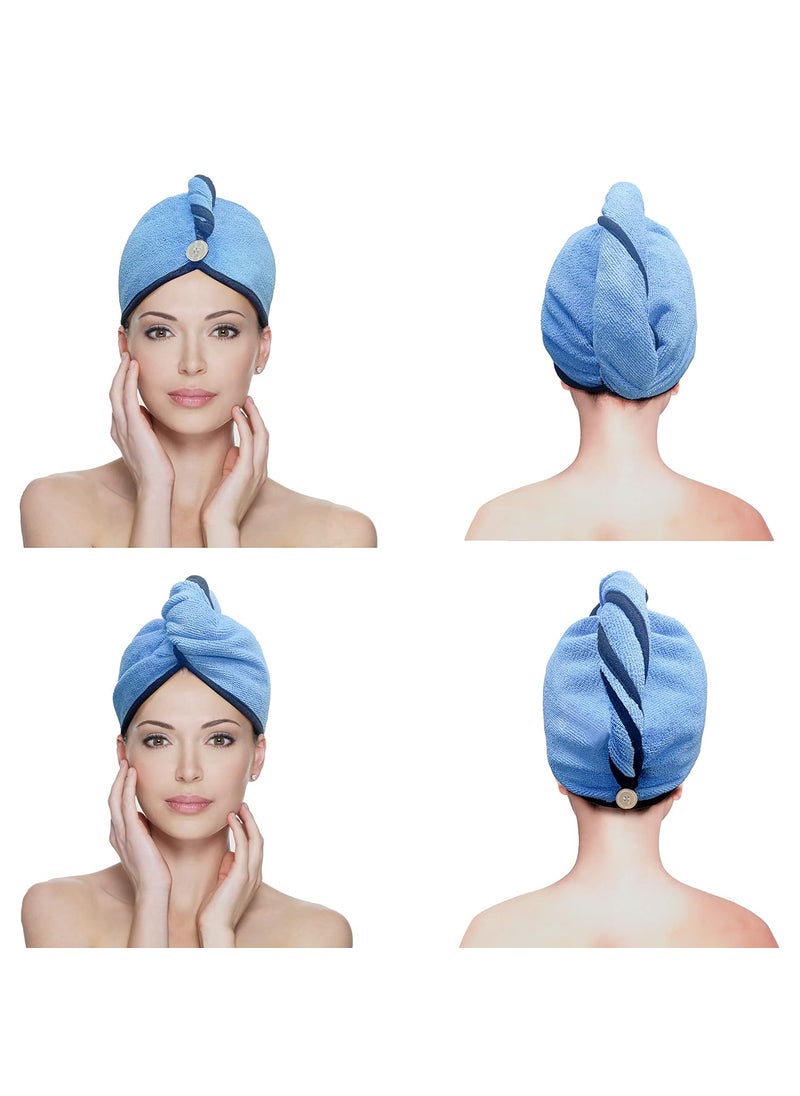 SOFTSPUN SOFTSPUN Microfiber Hair Cap Silk Banded Edge 1 Pcs 70X25 cm Sky Blue 380 GSM Super Absorbent Quick Dry Hair Turban for Drying All Kinds of Hair Straight or Curly Short or Long  - Image 1