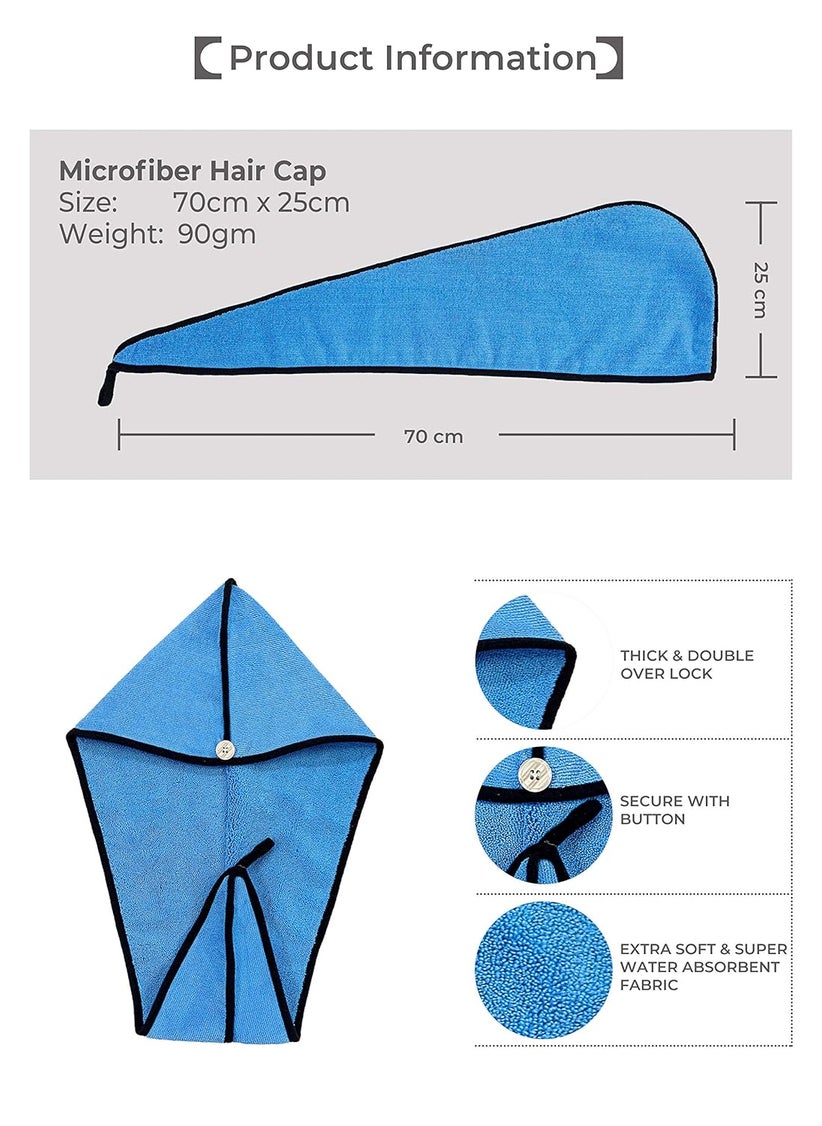 SOFTSPUN SOFTSPUN Microfiber Hair Cap Silk Banded Edge 1 Pcs 70X25 cm Sky Blue 380 GSM Super Absorbent Quick Dry Hair Turban for Drying All Kinds of Hair Straight or Curly Short or Long  - Image 5
