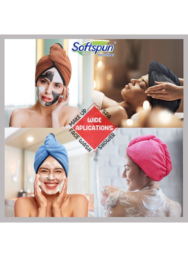 SOFTSPUN SOFTSPUN Microfiber Hair Cap Silk Banded Edge 1 Pcs 70X25 cm Sky Blue 380 GSM Super Absorbent Quick Dry Hair Turban for Drying All Kinds of Hair Straight or Curly Short or Long  - Image 4