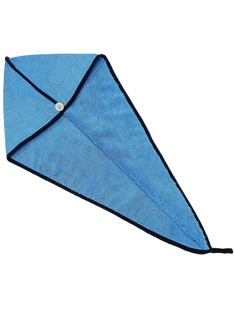 SOFTSPUN SOFTSPUN Microfiber Hair Cap Silk Banded Edge 1 Pcs 70X25 cm Sky Blue 380 GSM Super Absorbent Quick Dry Hair Turban for Drying All Kinds of Hair Straight or Curly Short or Long  - Image 2