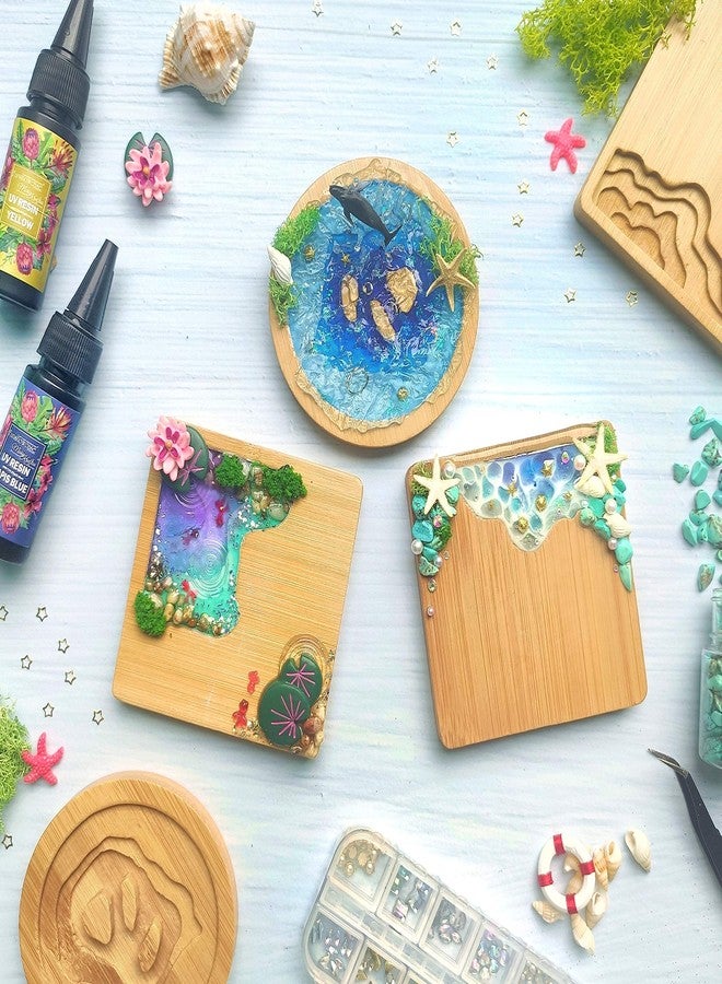 FUNSHOWCASE Wood Coaster Set Epoxy Resin Casting Craft Kit River Edge 5-Count - Image 4