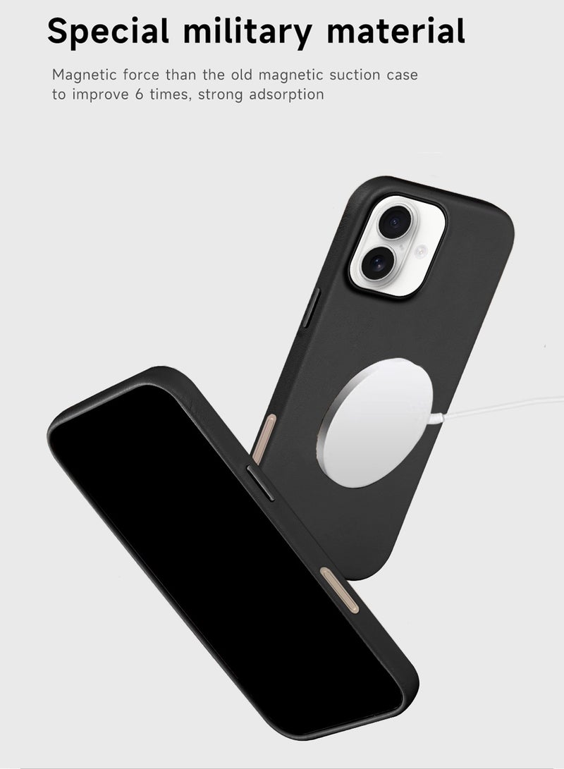 دبليو تيك غلاف شحن لاسلكي مغناطيسي من الجلد الفاخر لآيفون 17 5G 2025، غلاف أصلي مضاد للصدمات (MCMPMN) - أسود - Image 3