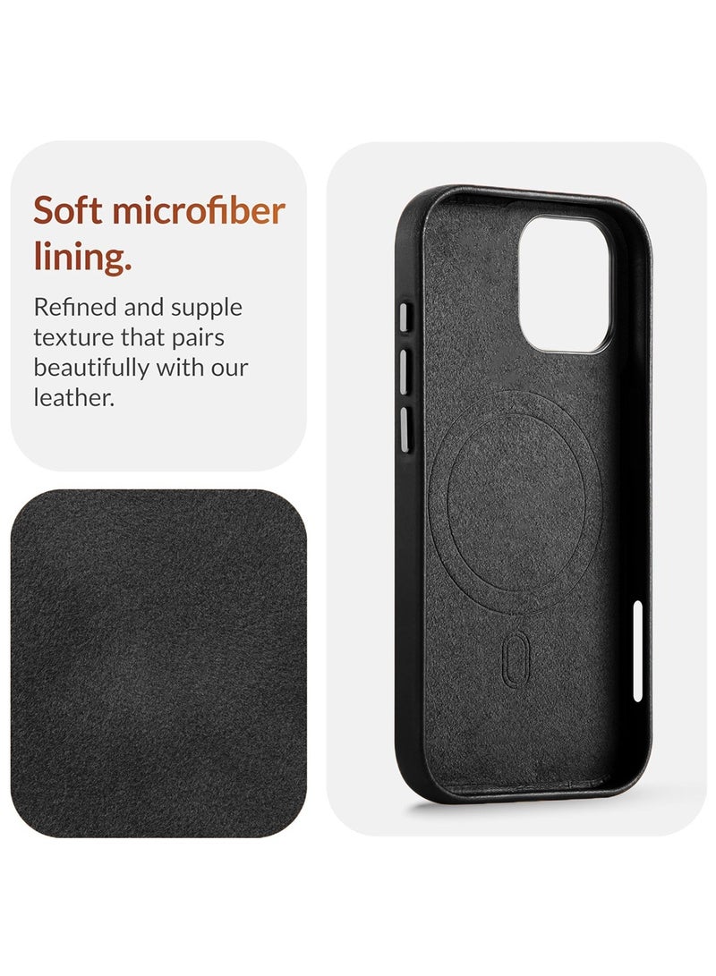 دبليو تيك غلاف شحن لاسلكي مغناطيسي من الجلد الفاخر لآيفون 17 5G 2025، غلاف أصلي مضاد للصدمات (MCMPMN) - أسود - Image 2