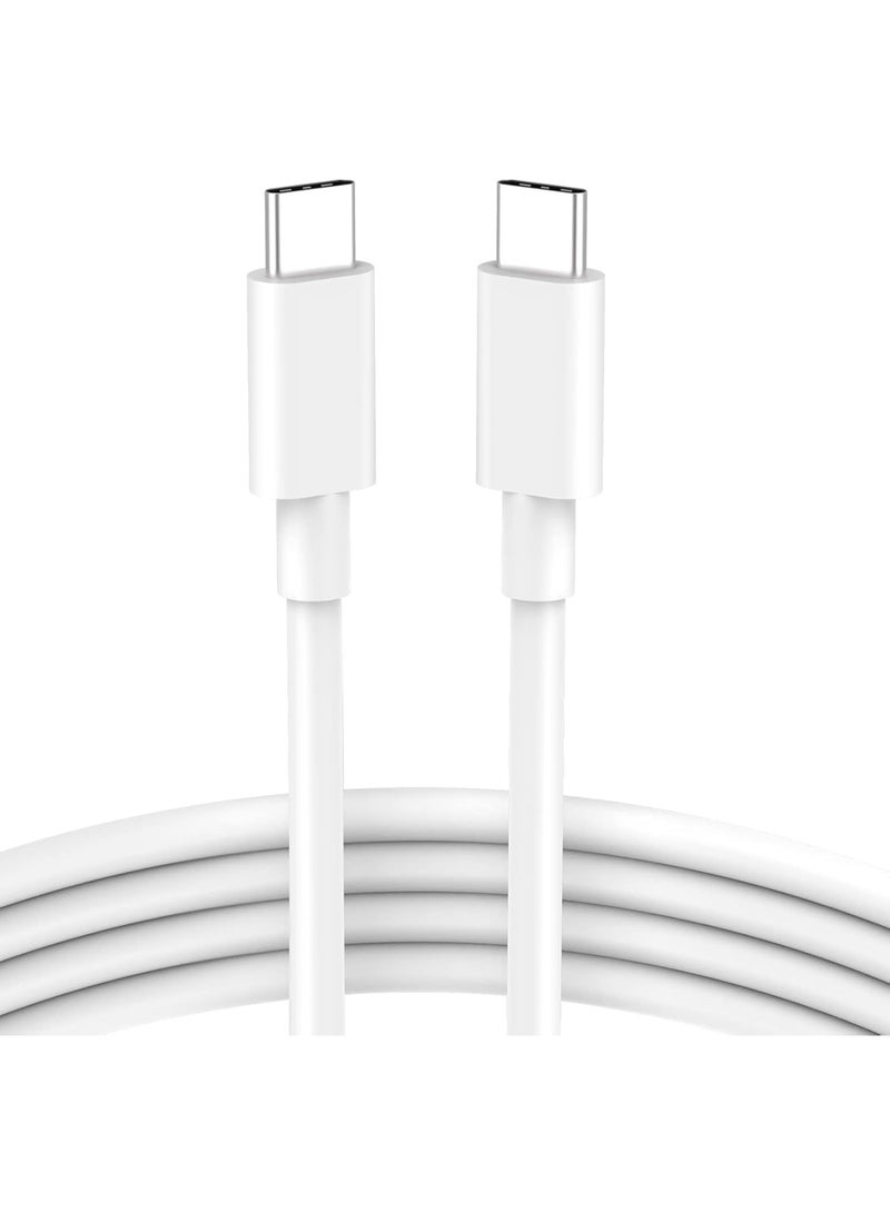 كابل شحن سريع USB-C إلى USB-C، 60 واط - 1 متر، أبيض، شاحن Type-C لأجهزة Android وiPad وMacBook
