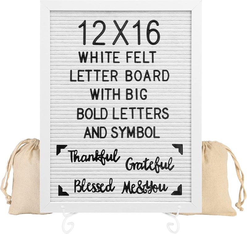 G GAMIT Letter Board Sign White Frame 12x16 - Felt Letter Board Baby Announcement Board with Big Letters,Large Letter board Sign board&Message Board with Stand and Canvas Bag. - Image 1