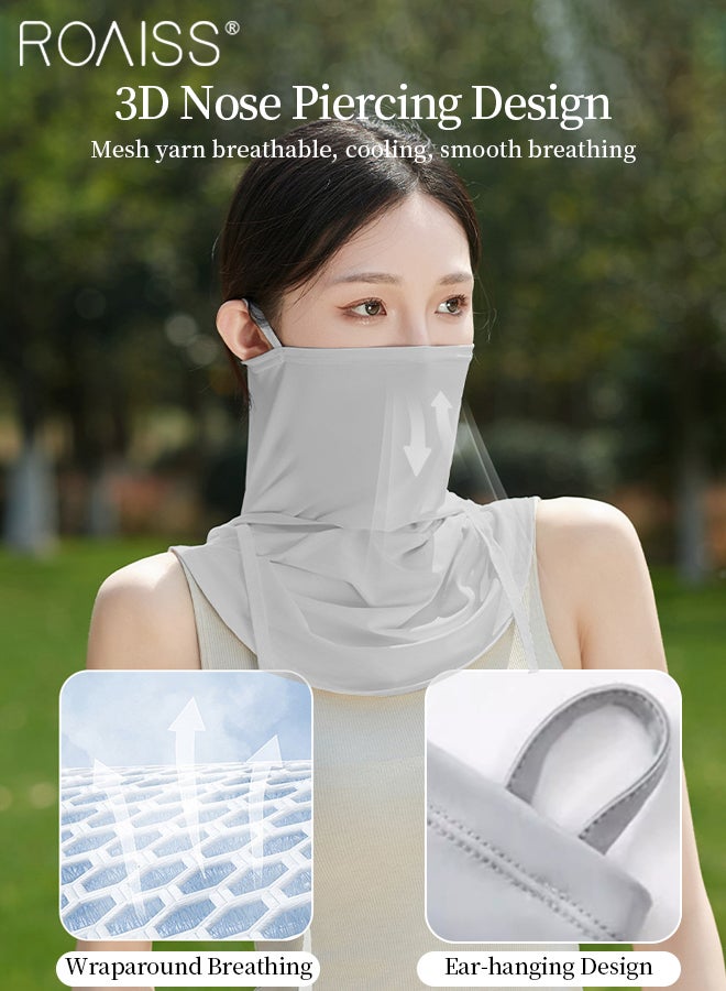 roaiss 2 Pcs Ice Silk Sun Hat with Mask, Full Face Protection Summer Neck Gaiter, UPF50+ Lightweight and Breathable Cycling Face Veil, Suitable for Men and Women Traveling, Cycling, Climbing, Driving - Image 5