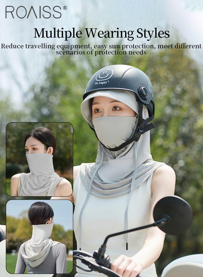 roaiss 2 Pcs Ice Silk Sun Hat with Mask, Full Face Protection Summer Neck Gaiter, UPF50+ Lightweight and Breathable Cycling Face Veil, Suitable for Men and Women Traveling, Cycling, Climbing, Driving - Image 4