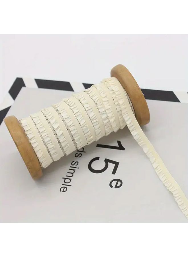 1pc 3 Yards Creamy White Elastic Lace Ribbon 10mm Single Side Ruffle Soft Multi Color Stretch Lace Trim For DIY Crafts Lingerie And Clothing Accessories - Image 1
