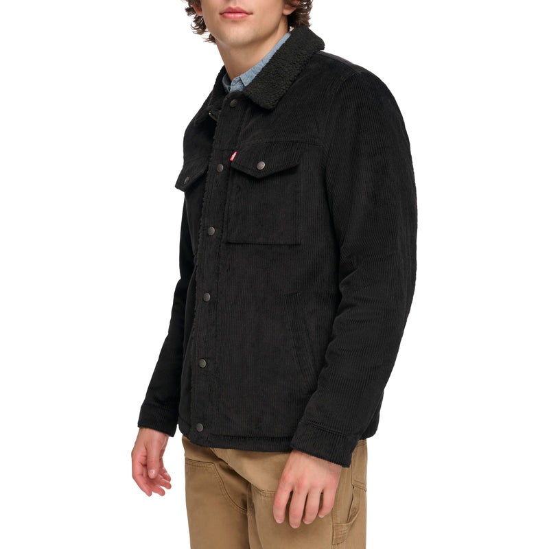 Levi's Men's Corduroy Sherpa Lined Trucker Jacket (Regular & Big & Tall Sizes), Black Wide Wale Corduroy, Small - Image 3