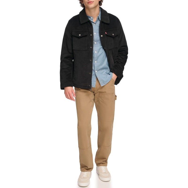 Levi's Men's Corduroy Sherpa Lined Trucker Jacket (Regular & Big & Tall Sizes), Black Wide Wale Corduroy, Small - Image 2
